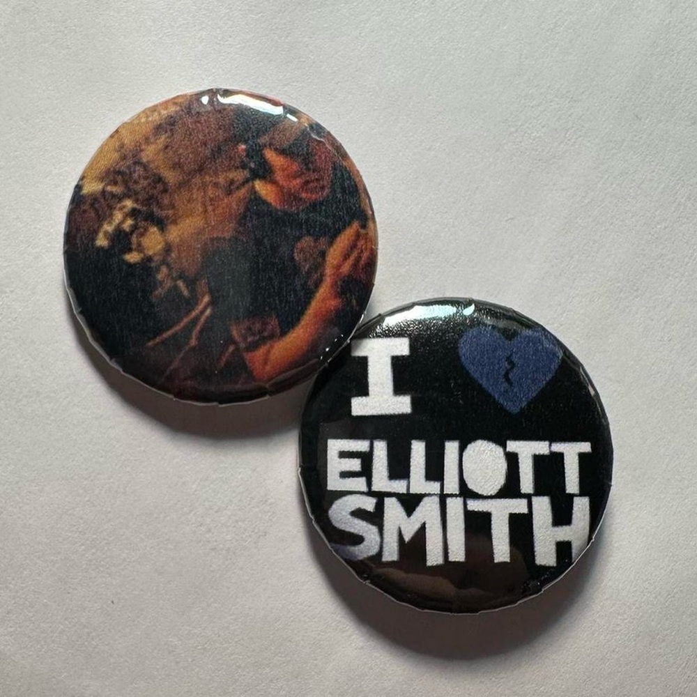 Elliott Smith Merch Button Pins - 1.25 inches homemade - either / or album